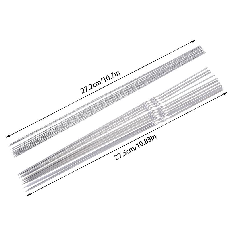 10 Stücke Silber Edelstahl Grillspieß Wiederverwendbare Grill Sticks Bbq Gabel Bbq Utensil Küche Outdoor Camping Werkzeug