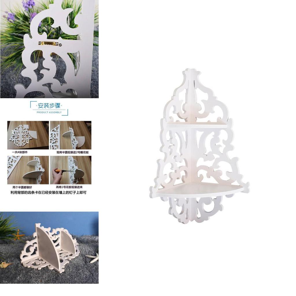 Scaffale Angolare da Parete Bianco Resistente all'Acqua Stile Campagnolo Europeo con Espositore per Fiori per Decorazione del Soggiorno