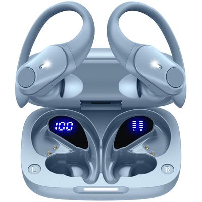 GOLREX Bluetooth Wireless Up To 40 Hours of Sound AAC LED No Accidental No Comfortable IPX7 Suitable for Web Light Blue Earbuds, Over-the-Ear,