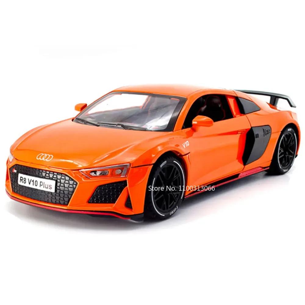 1:Maßstab 1:24 R8 V10 PLUS Automodell Gummireifen Sportwagen Diecast Modelle Rückziehfahrzeuge Sammlerspielzeug für Kinder Geschenke