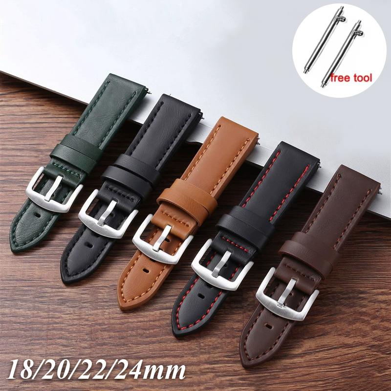 Quick Release Vintage Retro Genuine Leather Watch Band 18mm 20mm 22mm 24mm Soft Watch Bracelet Men Women Watch Strap Sport Belt