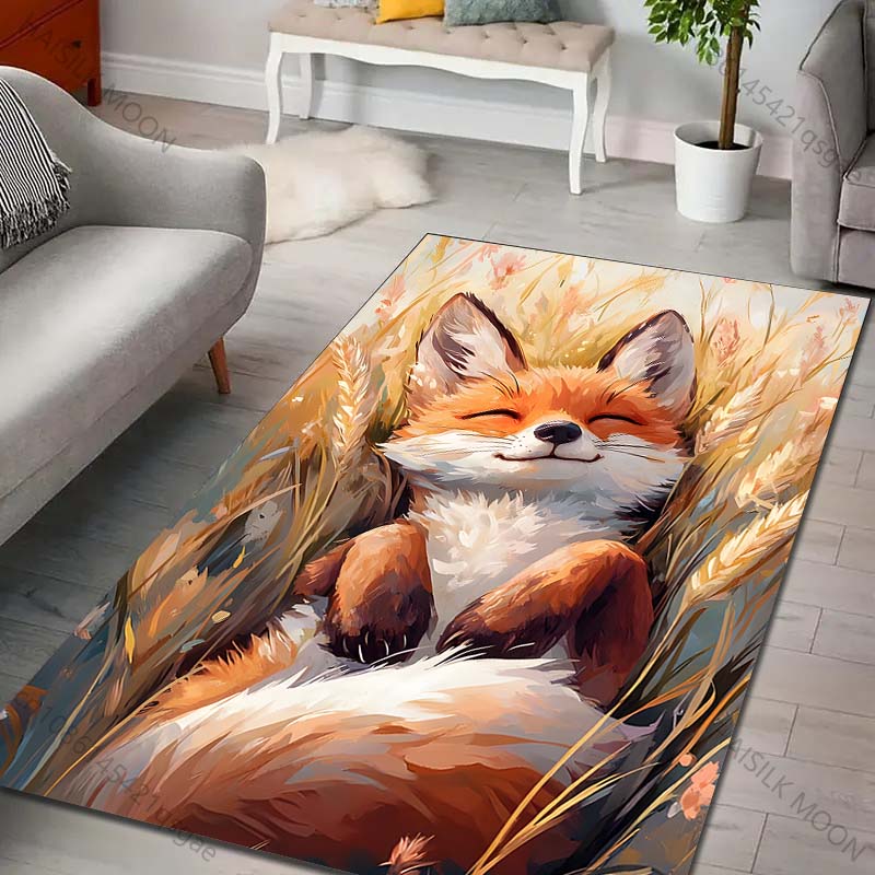 

Multiple sizes Cute fox lying in grass Print Carpet Rug for Living Room Bedroom Sofa Doormat Home Decor Non-slip Floor Mat 40cm x 60cm