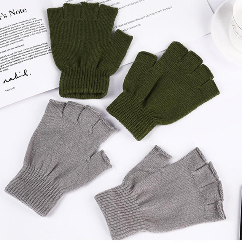 Knitted Fingerless Gloves for Men and Women Winter Warm Half Finger Stretchy Soft Knit Mittens for Outdoor Use