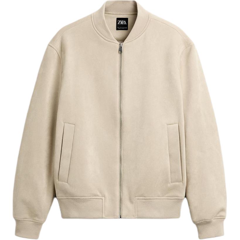 

Zara Suede Texture Zipper Pilot Jacket Men Jackets Beige 8574700-710 M