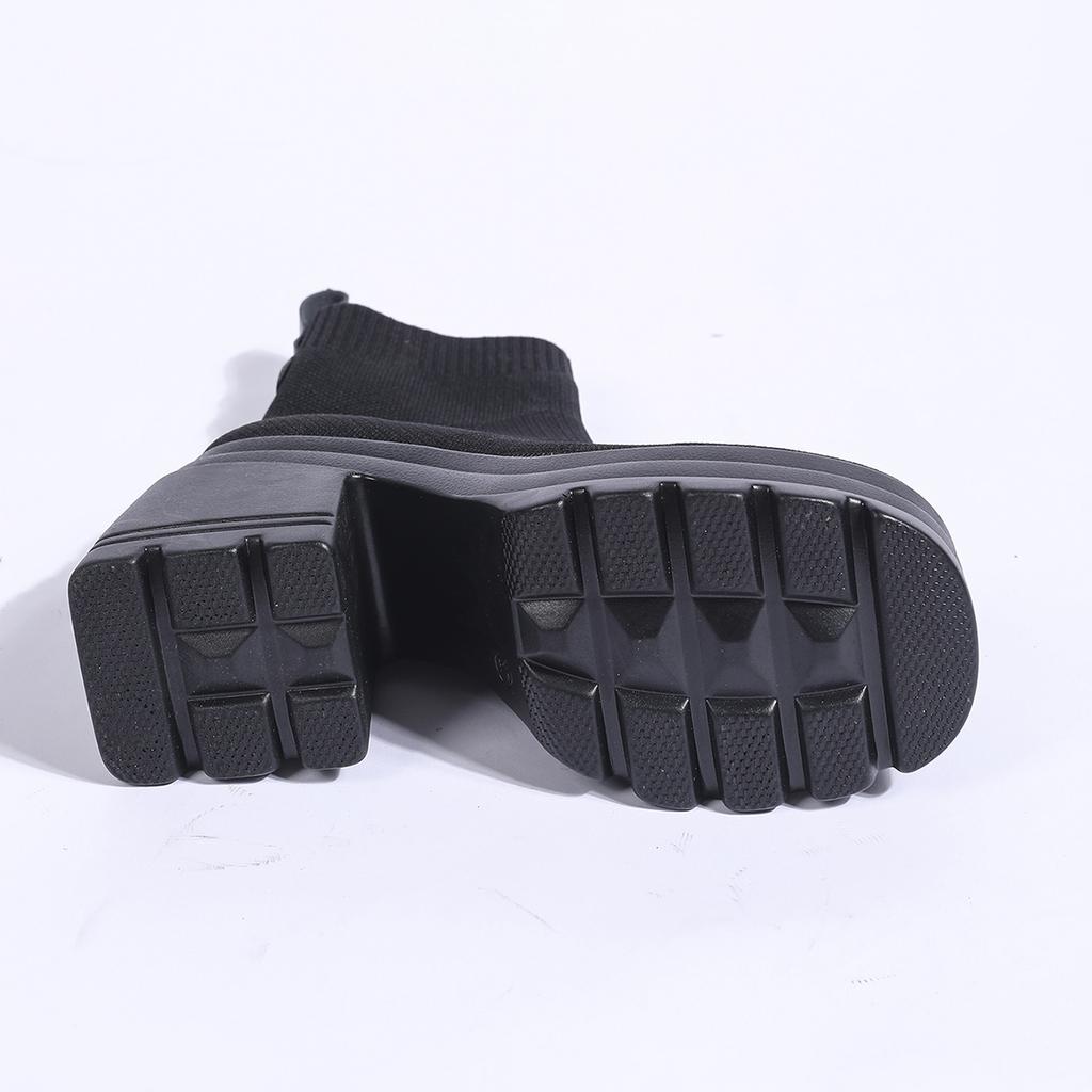 Fashion Aphixta Black Cotton Fabric Breathable Ankle Boots Women High Heel Platform Lady Footwear Shoes Elastoc Women Sock Boots