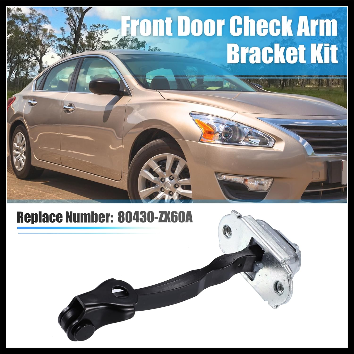 Front Left Right Door Check Stop Strap Limiter Front Door Stopper Checker Arm Bracket for Nissan Altima 2007-2012 No.80430ZX60A - Pack of 1 Durable