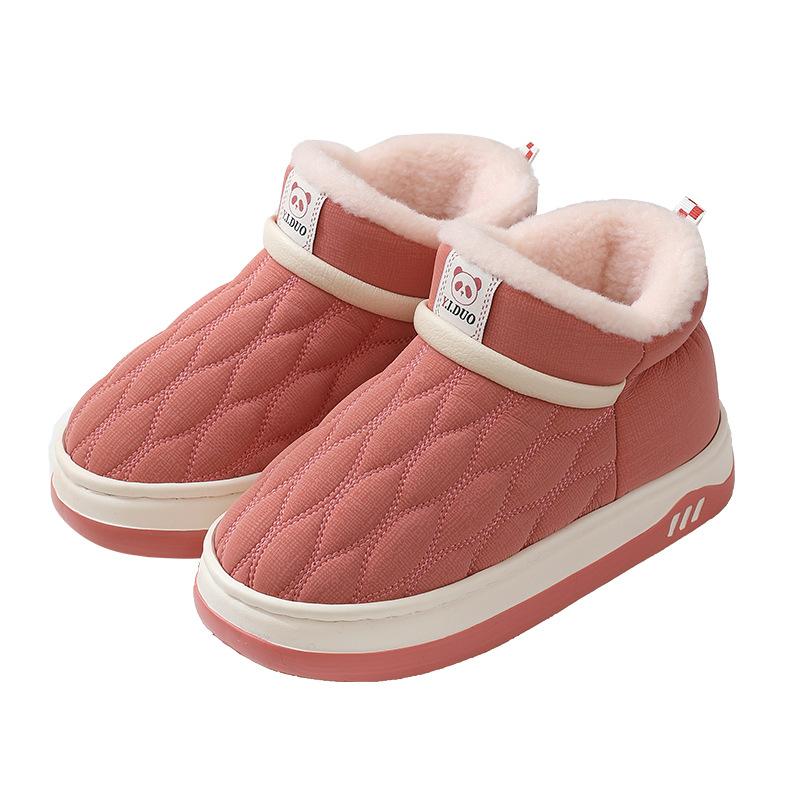 Hausschuhe, Wasserdichte Baumwollschuhe, Damen Fleece Indoor High-Top Bequeme und Warme Schuhe