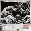 1pc Horizontal Ocean Tapestry Wall Hanging - Starry Sky & Mountain Landscape with Sun, Waves Suitable for Decor, Modern Coastal Wall, Fabric Decoratio