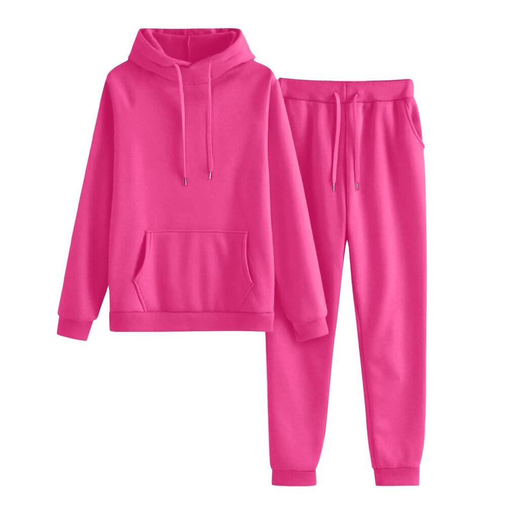 Kapuzenpullover mit hohem Kragen und Plüschfutter & Lässige Hose Set - Herbst/Winter Mode