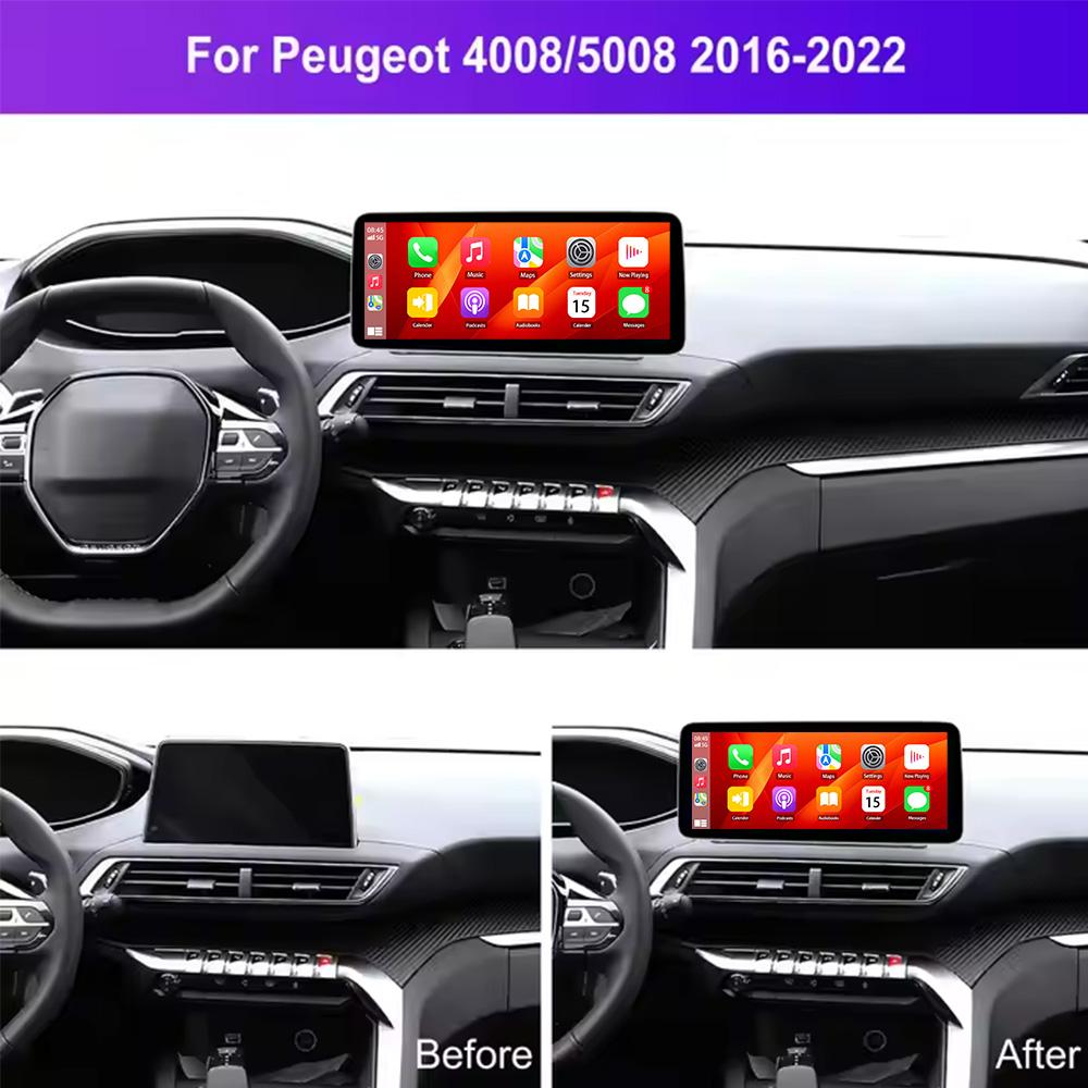 12.3 inch Touch Screen Wireless Carplay for Peugeot 4008/5008 2016-2022 GPS Navigation Bluetooth 4G