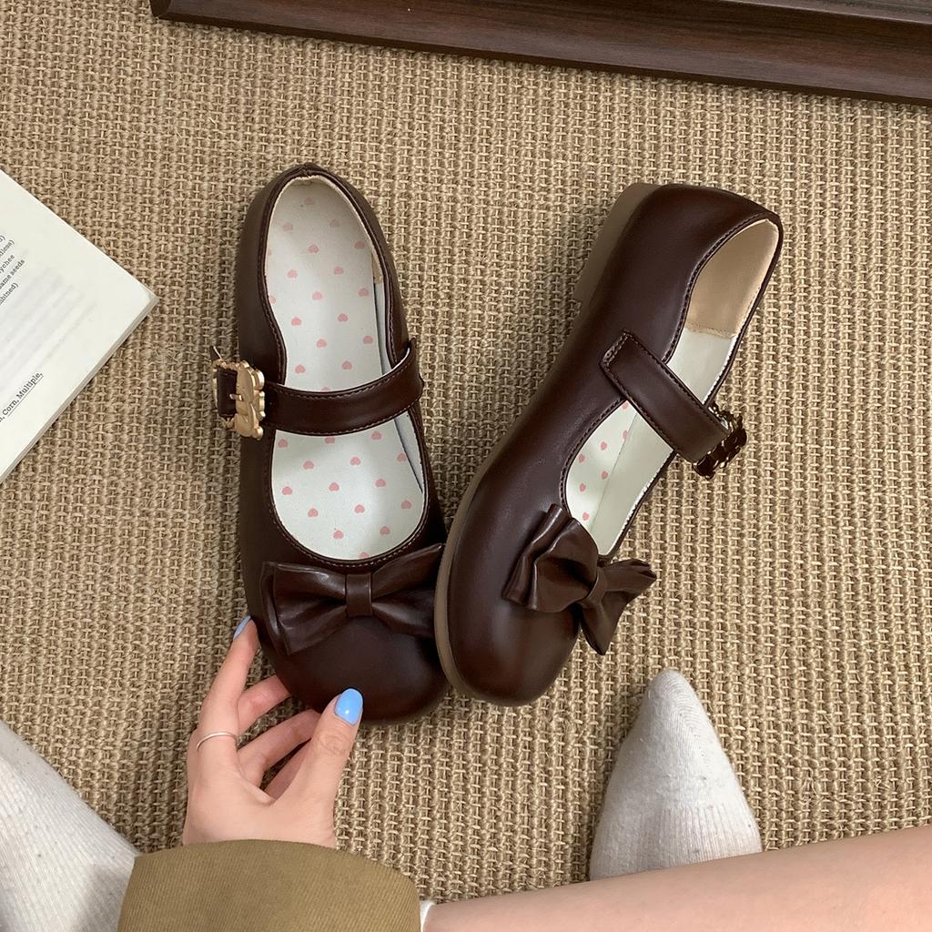 Black Ballet Style Retro Shallow Mouth Flat-soled Single Shoes Women's 2025 New Autumn Skirt Round Head Mary Jane Shoes