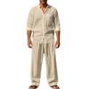 Men's All-season Linen Casual Two-piece Set: Loose-fitting, Comfortable and Breathable, Long-sleeved Top and Trousers