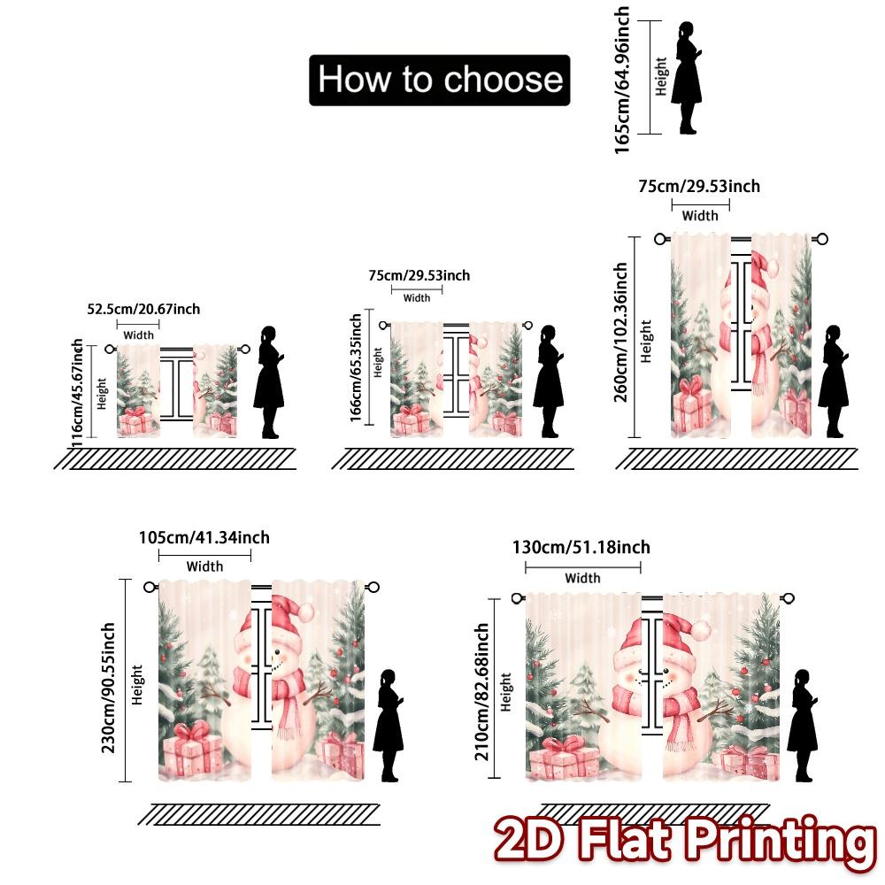 2pcs,Curtains Cute Snowman Christmas Gifts_a (2) Popular Creative Curtains Durable 100% Polyester Fabric Curtains Outdoor