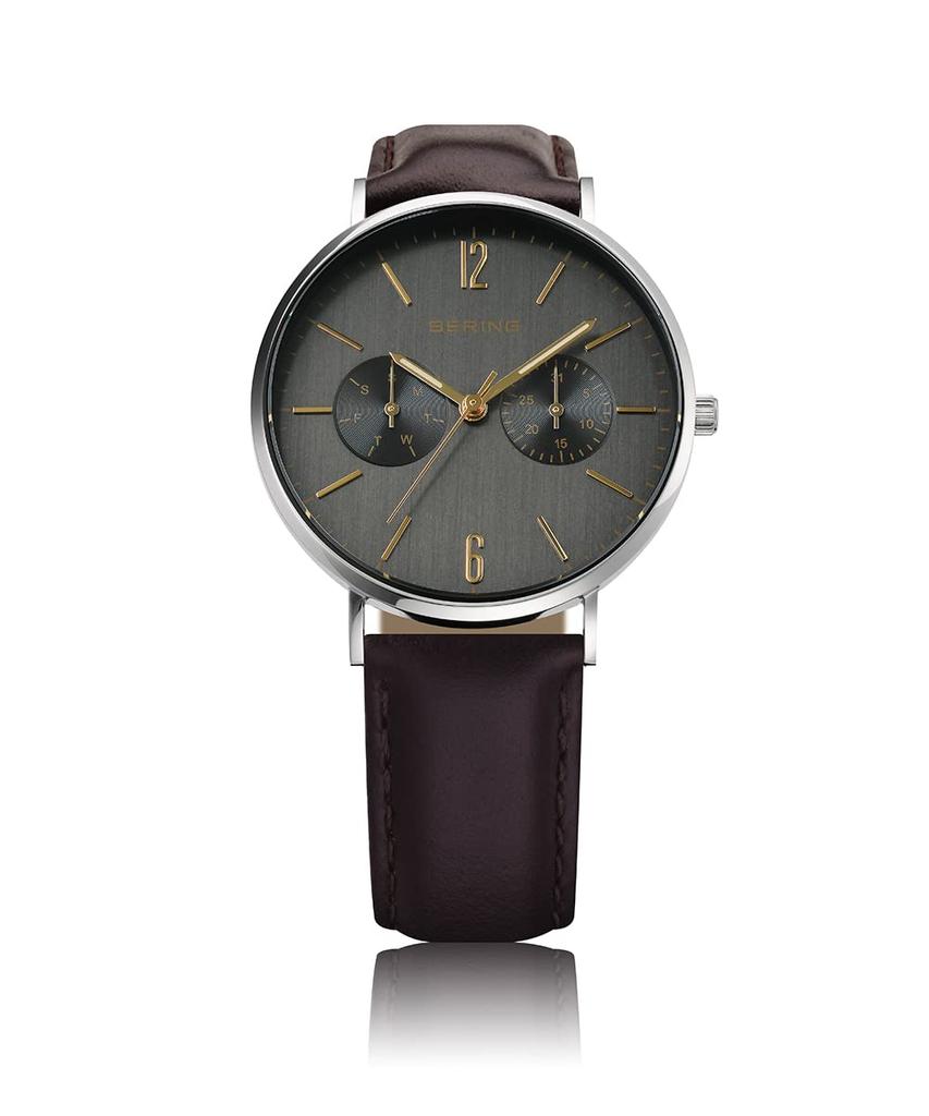 BERING Japan Limited Brown Calf Leather Silver Stainless Steel with 2 Mesh Straps Sapphire Glass Changes Genuine Imported Product 3 Year Warranty