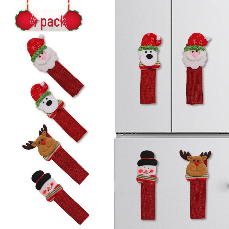 Large Christmas Microwave & Refrigerator Handle Covers Set