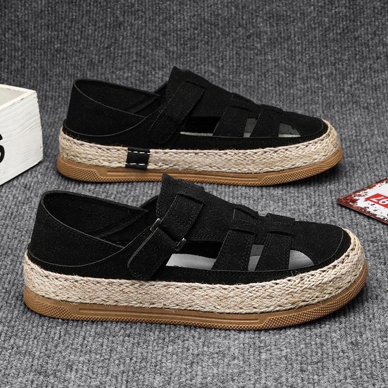 

One foot in lazy shoes, two men in sandals, men s 2025 summer men s shoes, straw-soled casual shoes, students 39