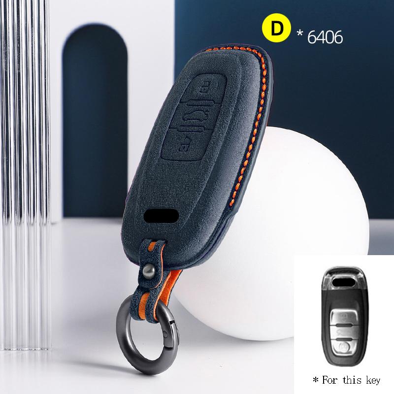 Car Key Case Fob for A6 A4 A5 A7 A8 C8 Q8 8S 8W Q7 B9 4M S5 S4 S7 D5 TT TTS TFSI E-Tron Suede Remote Car Key Case Shell