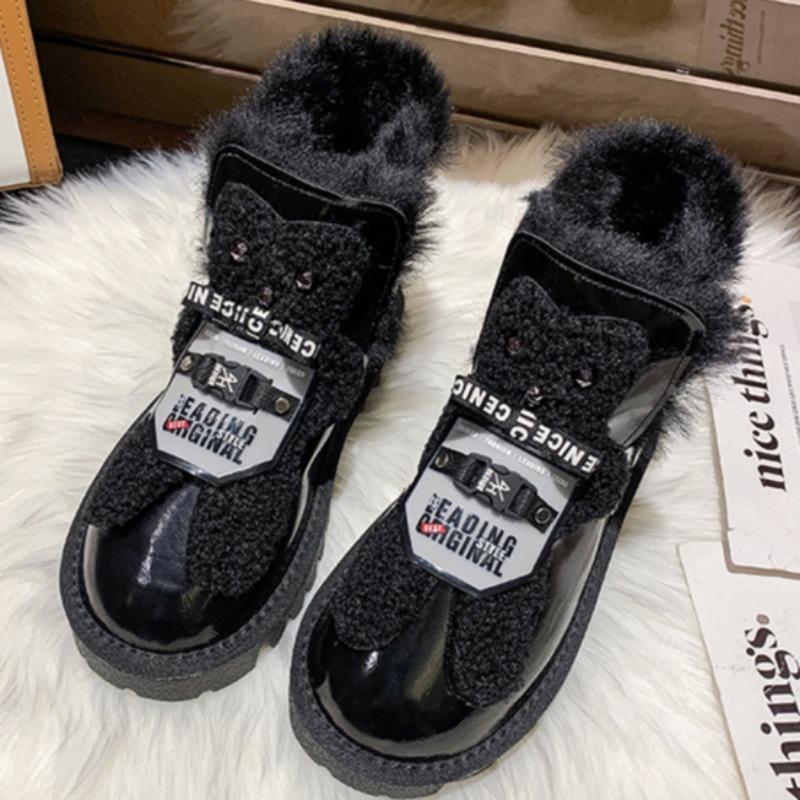 Women's Fashion Flat Snow Boots Winter New Round Head Thick Sole Anti-slip Wear-resistant Short Cotton Boots