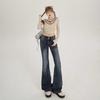 American Retro Low-Waist Double-Button Bell Bottom Jeans - Slimming Elastic Denim Pants for Women