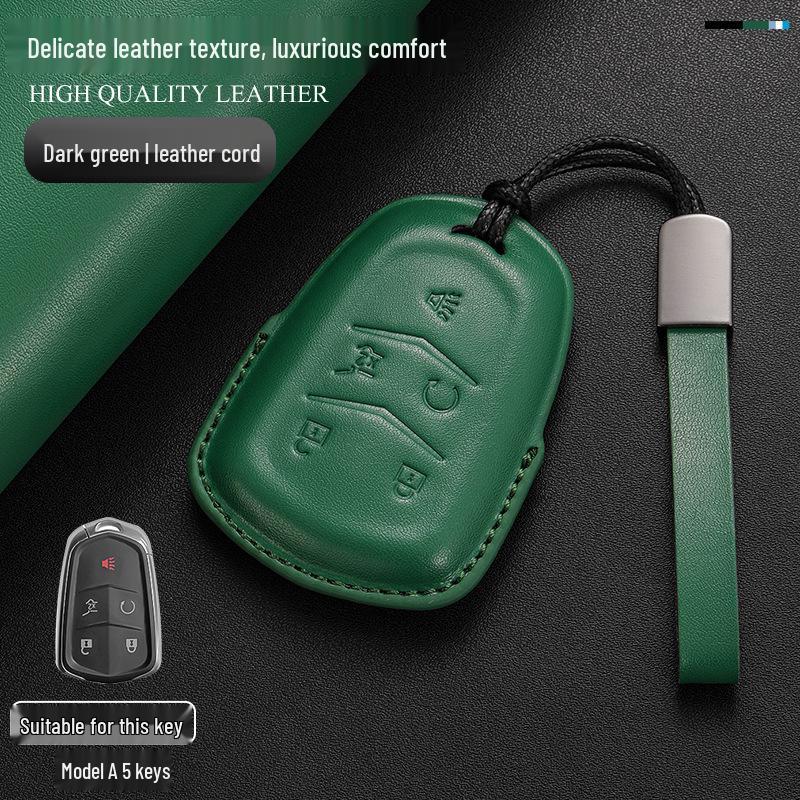 Genuine Leather Key Case for Cadillac: Compatible with CT6, XT5, XT4, XT6, CT4, CT5, XTS, GT4, and ATSL Models.