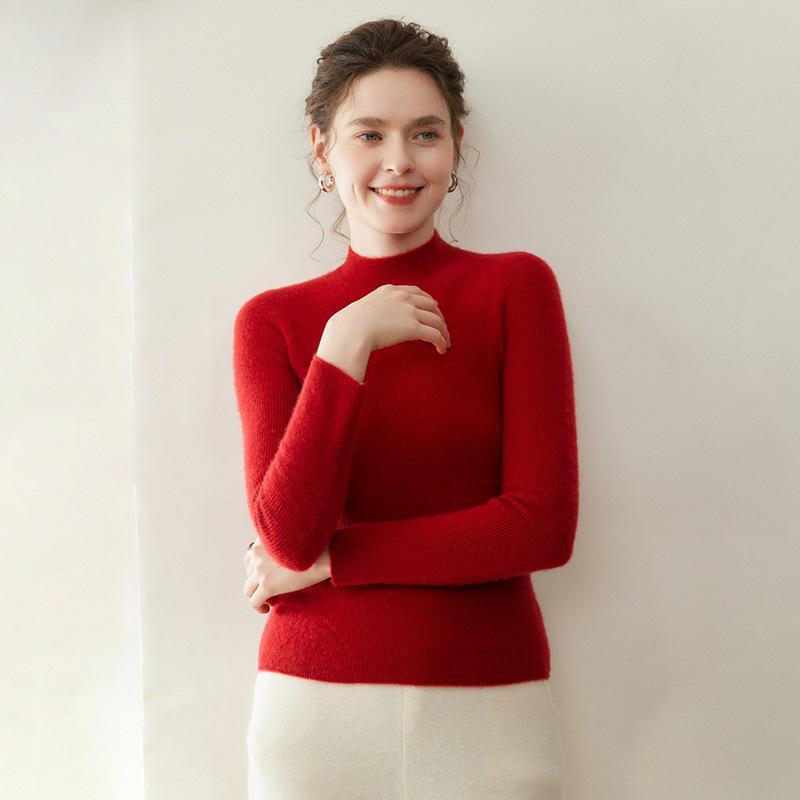 Autumn 2026 Pure Cashmere Ladies' Solid Half-High Neck Pullover Sweater: Versatile Base Layer