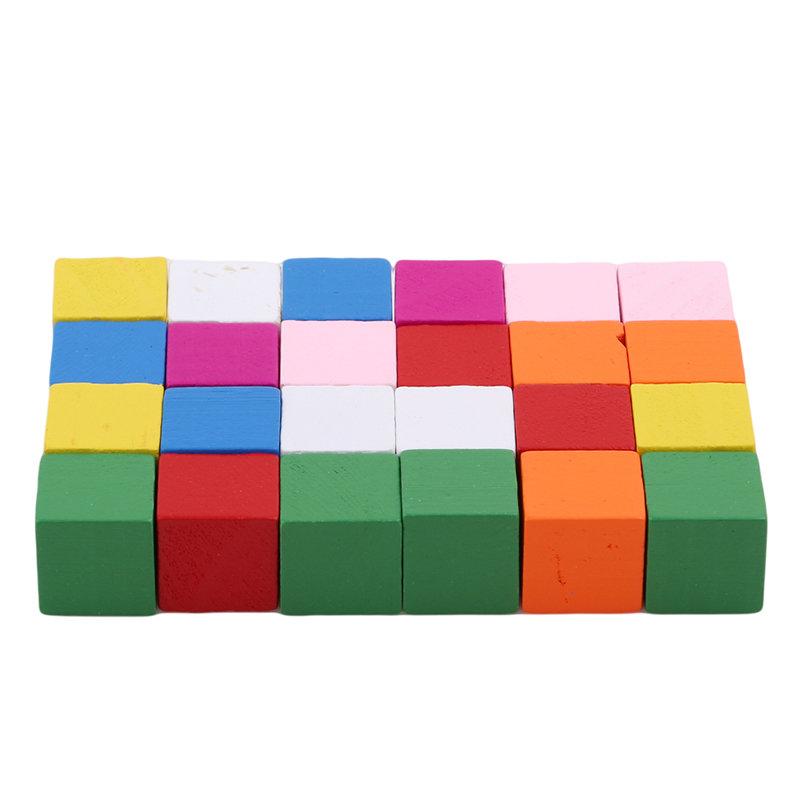 25-50pcs/Pack Montessori Colorful Wood Cube Blocks Bright Assemblage Block Early Educational Early Learning Toys Kids Children