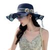 New hat women's summer small fresh straw hat sweet streamer beach hat vacation sunshade sun hat