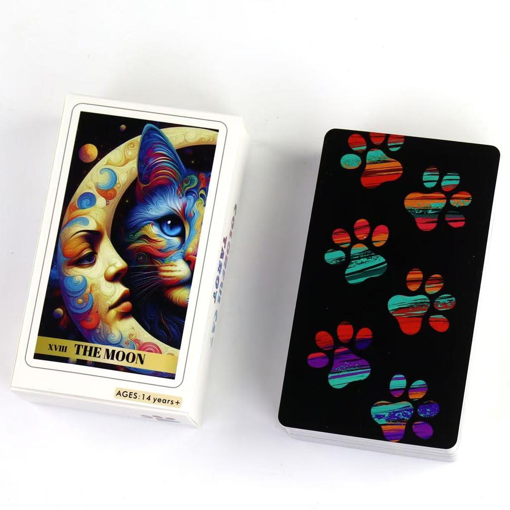 78 Carte dei Tarocchi del Gatto Colorate per Principianti Mazzo Felino Ricco di Colore e Fascino 10,3*6 cm