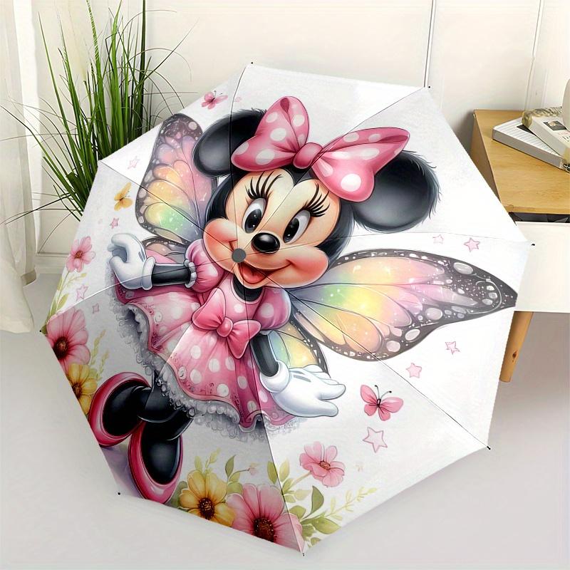 

Minnie Mouse, Butterfly Wings Automatic Opening and Closing Umbrella, Compact Travel Umbrella, Lightweight and Portable, Suitable for Beach