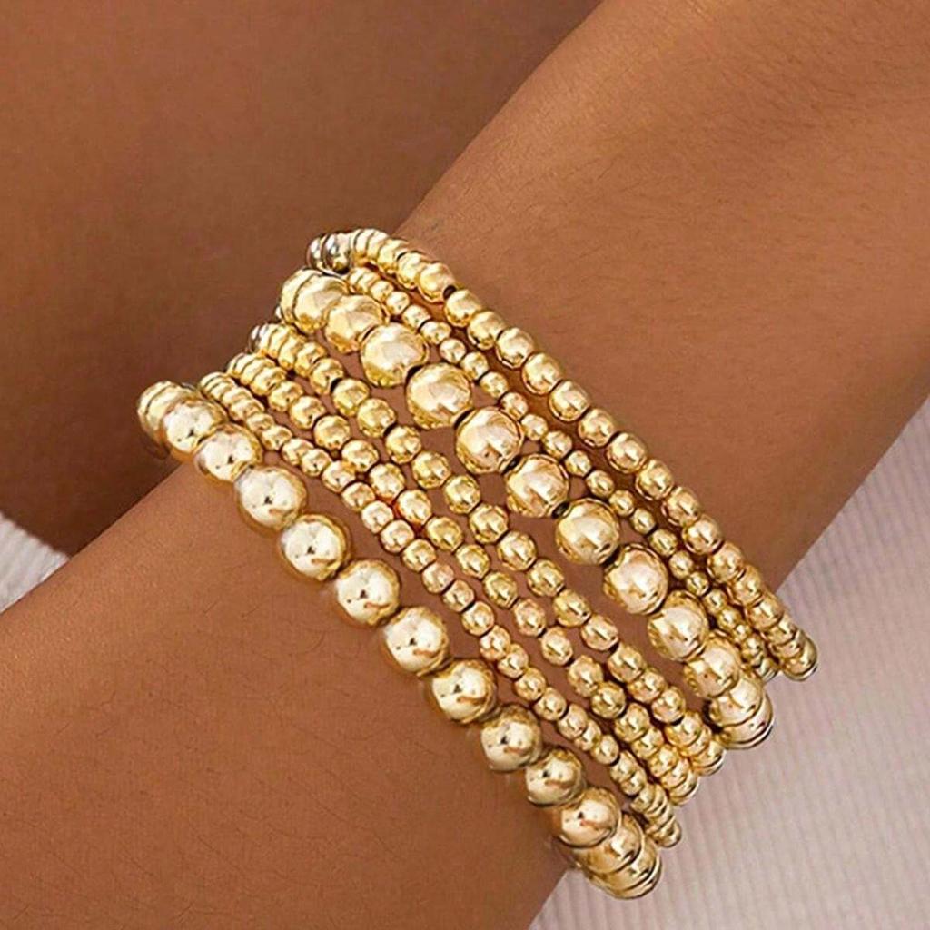 Fashion Simple Bead Bracelet Set For Women Vintage Minimalist Elegant Exquisite Round Bracelets Vacation Date Daily Wear Jewelry