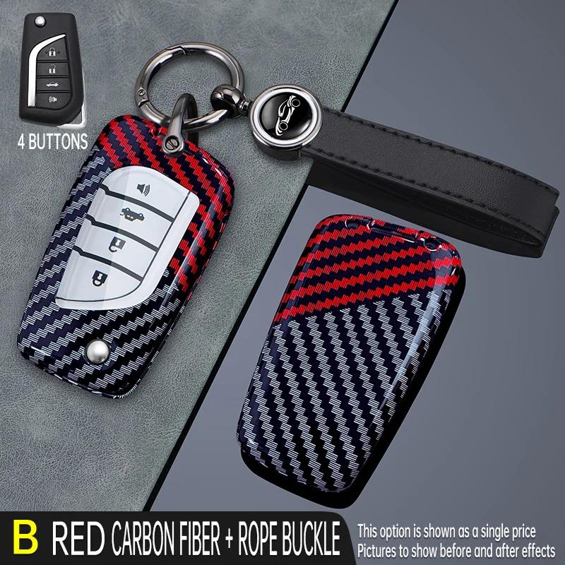 

Carbon Fiber Car Key Cover Fob Case Shell for Toyota Hilux Corolla Avensis Prado Fortuner RAV4 CHR Camry Highlander REIZ Crown