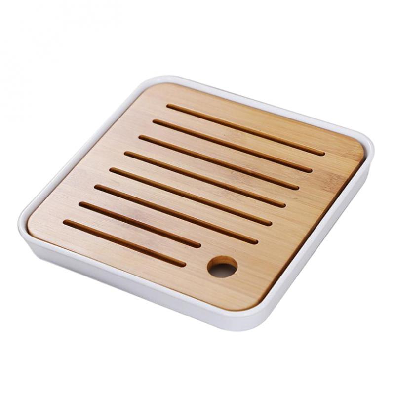 Buy Bamboo Tea Tray Drainage Water Storage Kung Fu Tea set White S at affordable prices — free