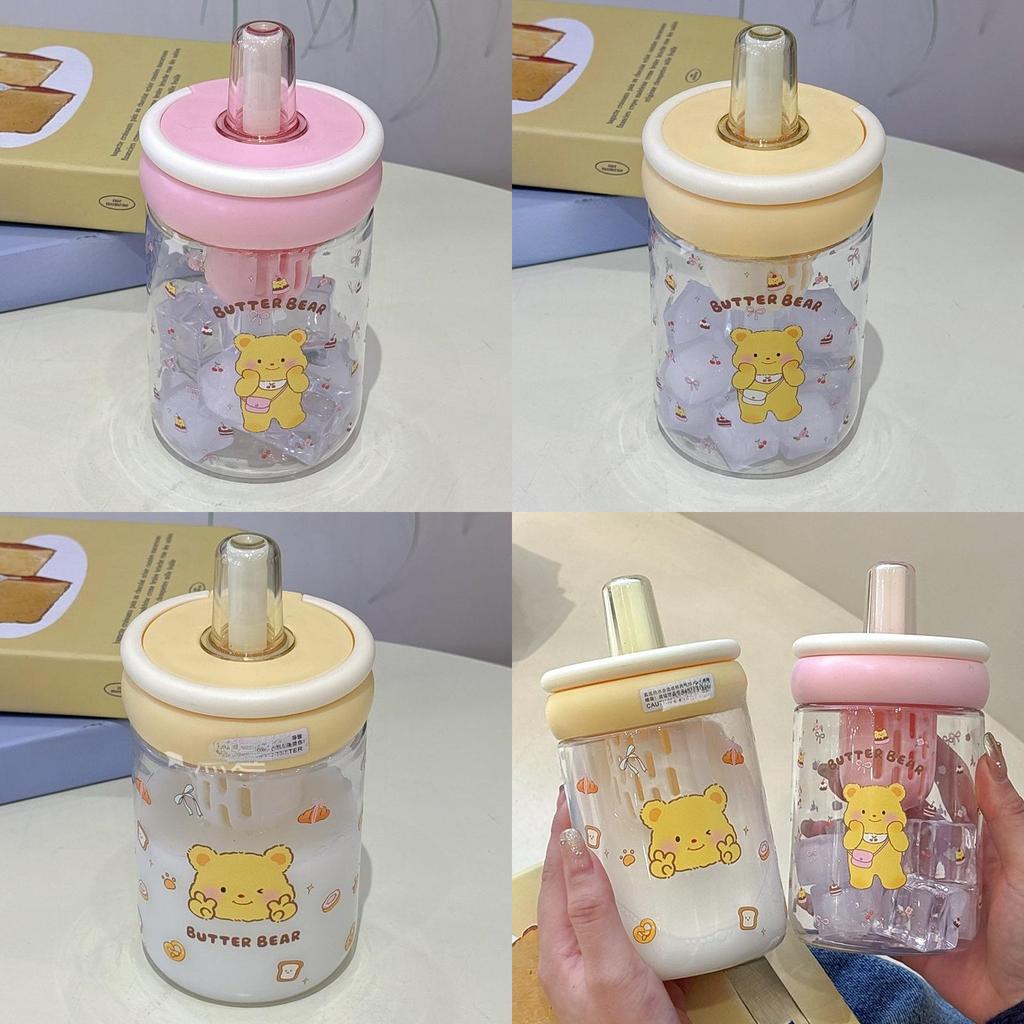 Cute Bear Plastic Water Bottle For Kids With Large Capacity And Leakproof Lid