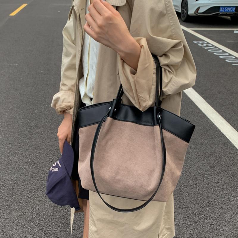 Stylish Frosted Suede Handbag New Large-capacity Tote Bag Fashion European American Autumn/winter Shoulder Bag Simple Casual Bag CLE