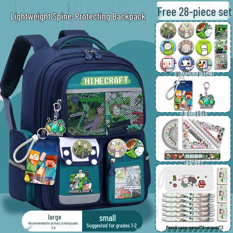 Minecraft School Backpack for Boys, Grades 3-6: Large Capacity, Lightweight, Reduces Burden