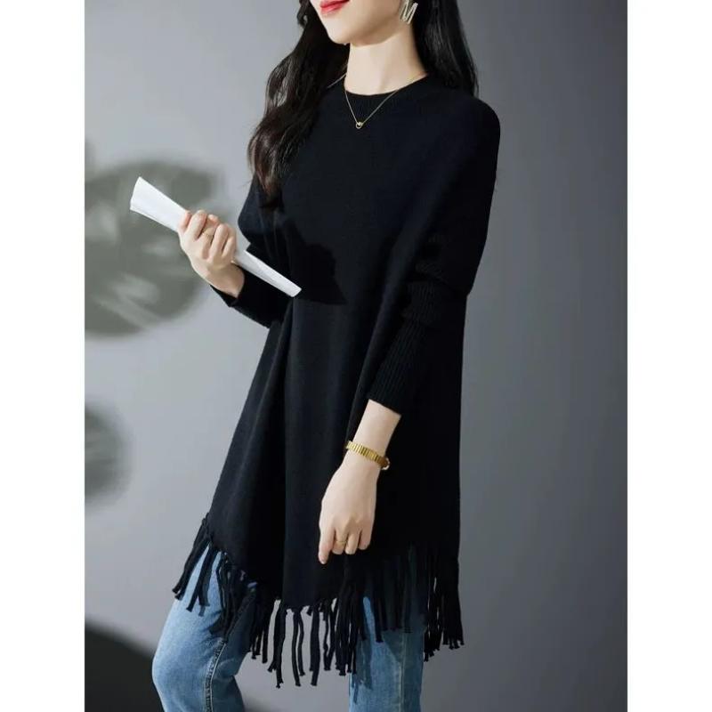 

Sweater for Women Winter Thickened Pullover Warm Knitted Solid Color Stretchy Long Sleeve Oversize Jumper Tops 4XL чорний