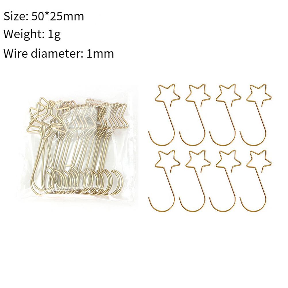Sturdy Metal Xmas Hangers Star Shape Hooks for Hanging Ornaments Pack of 20