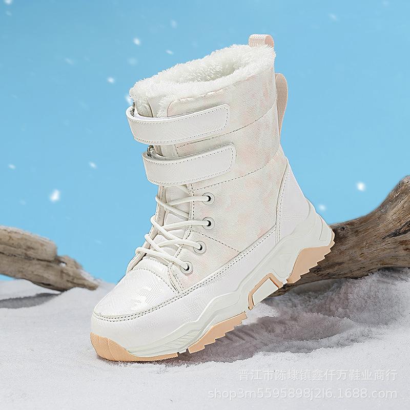 Girls' new snow boots piled thickened cotton shoes warm large cotton shoes winter children's outdoor boots foreign trade