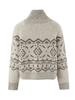 Women's Retro Color-Block Jacquard Knit Cardigan for Autumn/Winter