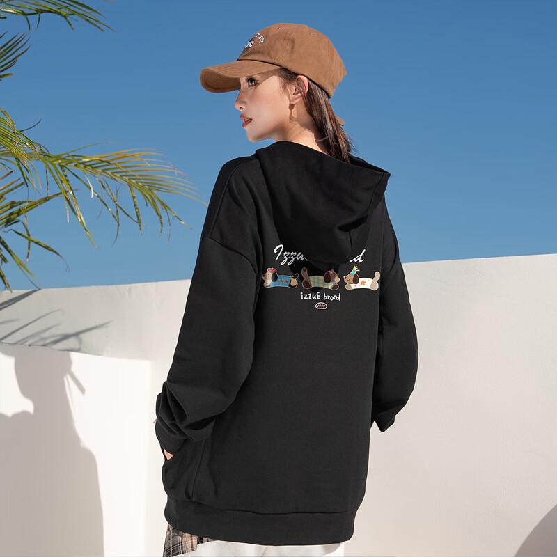 Izzue Women's Retro Dog Print Hooded Sweatshirt