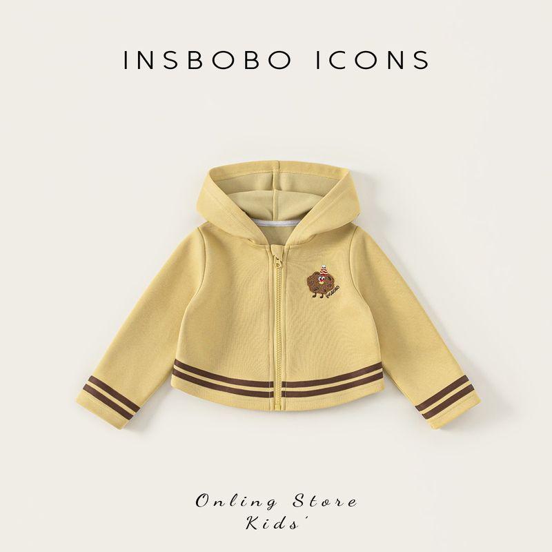 Insbobo Girls Jacket 2026 Spring New Style Girls Sweatshirt Spring and Autumn Children s Hooded Clothes Stylish Children s Clothing Yellow 100