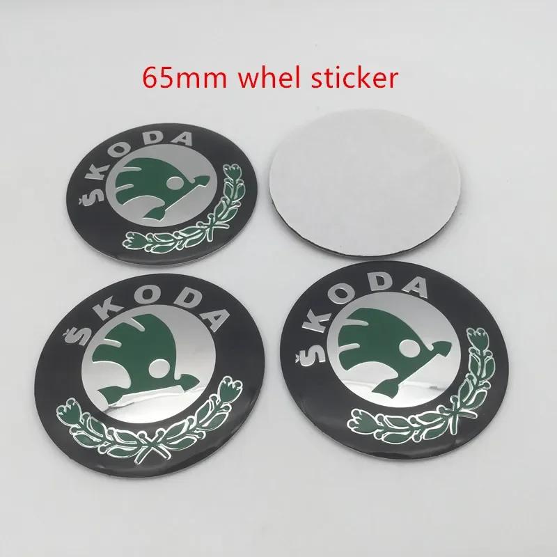 Autoaufkleber 2025 Neu 4 Stück 3D 56mm 60mm 65mm Für Skoda Autoemblem Radnaben-Mittelkappe Abzeichen Abdeckungen Aufkleber Decals Styling Zubehör