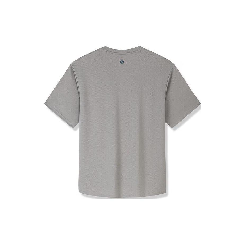 Anta Comprehensive Training Series Letter Round Neck Pullover Short Sleeve T-Shirt Men Tops Gray Khaki 952327119-3