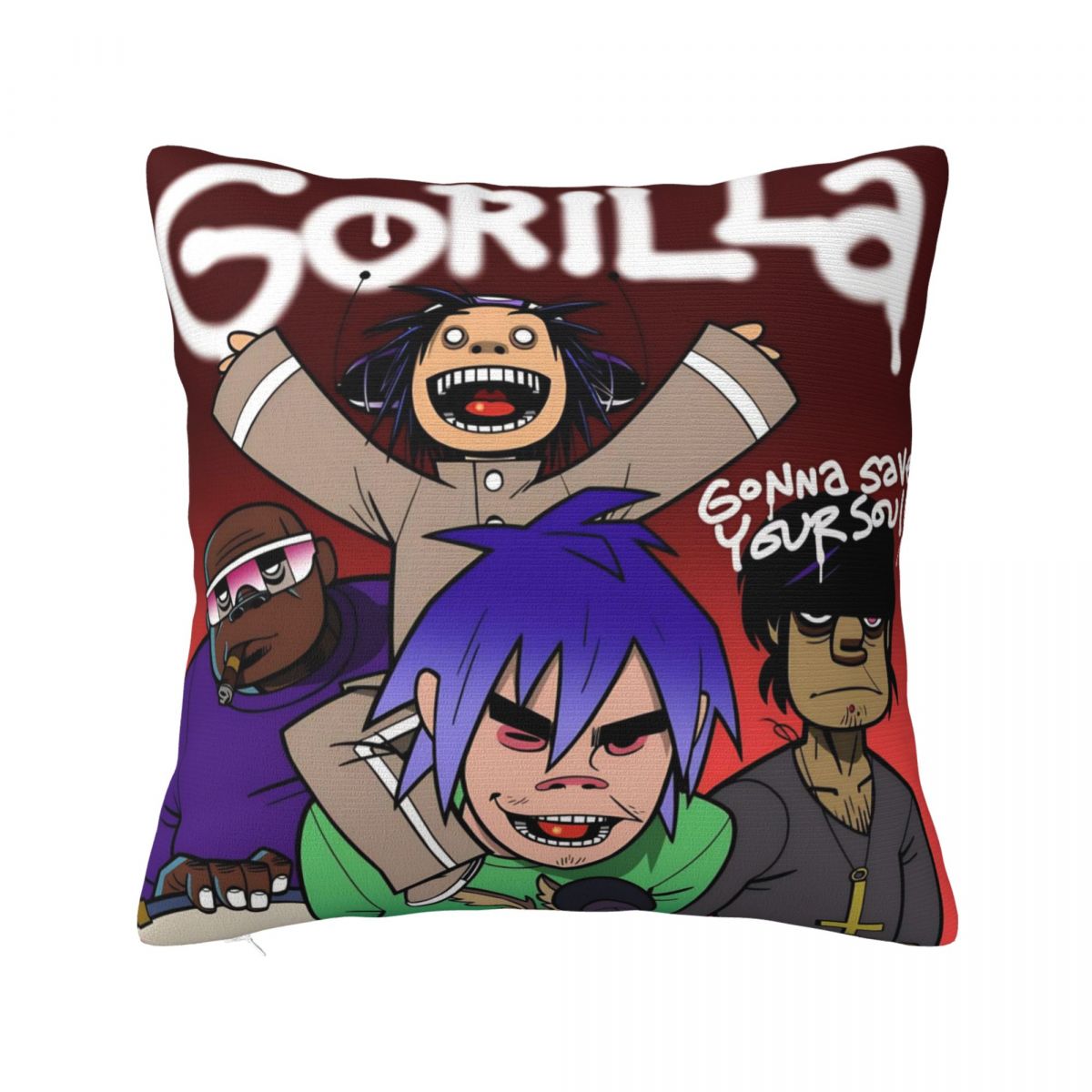 

Pillow Cover Music Band Gorillaz Punk Rock Design Cushion Cover Novelty Pillow Case For Sofa Bedroom Home Decor Pillowcases 12x12Inch