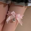 Weiße Schleife Spitzen Ring Bein Kette Strumpfhosen Y2K Riemchen Socken