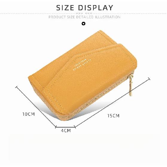 Women'S Wallet Fashion Lychee Grain PU Leather Women'S Zipper Buckle Horizontal Coin Purse Multi Card Bag