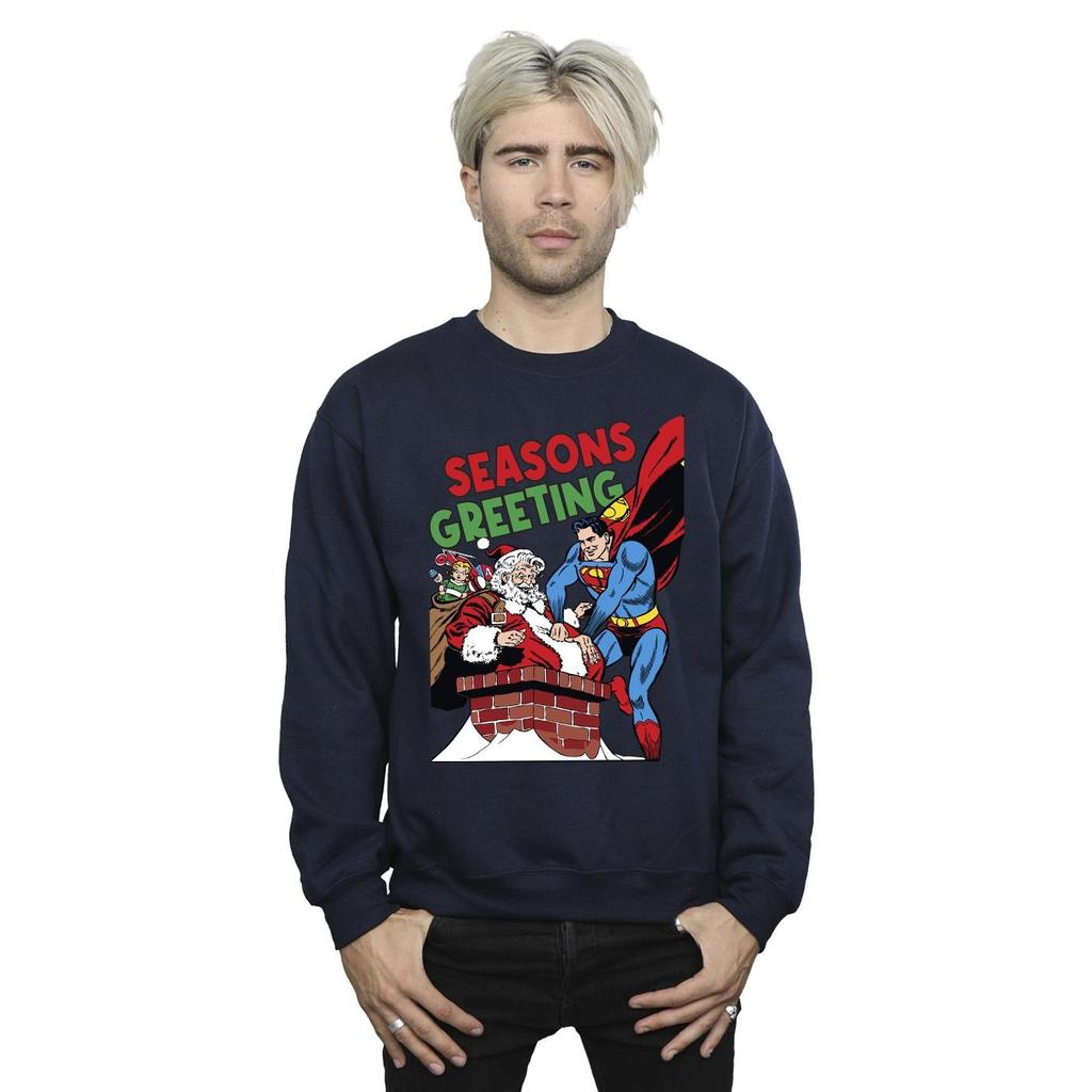 DC Comics Mens Superman Santa Comic Sweatshirt