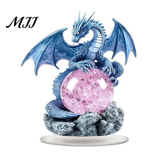 Acrylic Dragon Ornaments Fantasy Statue, Gothic Tabletop Figurine, Mythical Theme Room Decor Desktop Ornament for Office Bedroom Gaming Durable