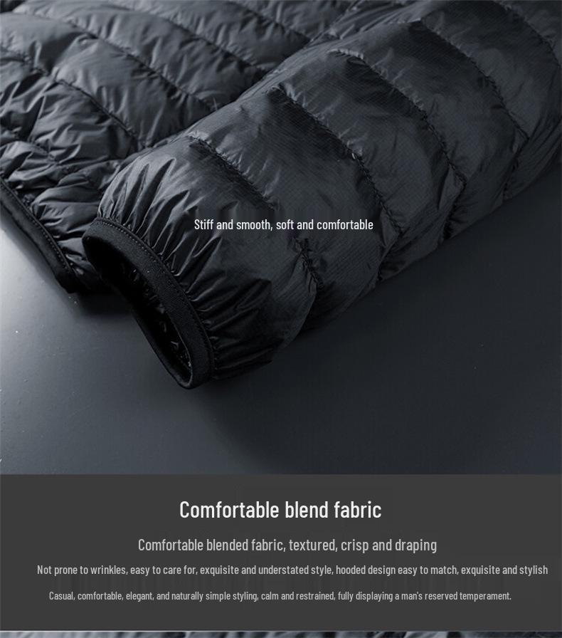 Men's Hooded Lightweight Down Jacket - 2025 Autumn/Winter White Duck Down