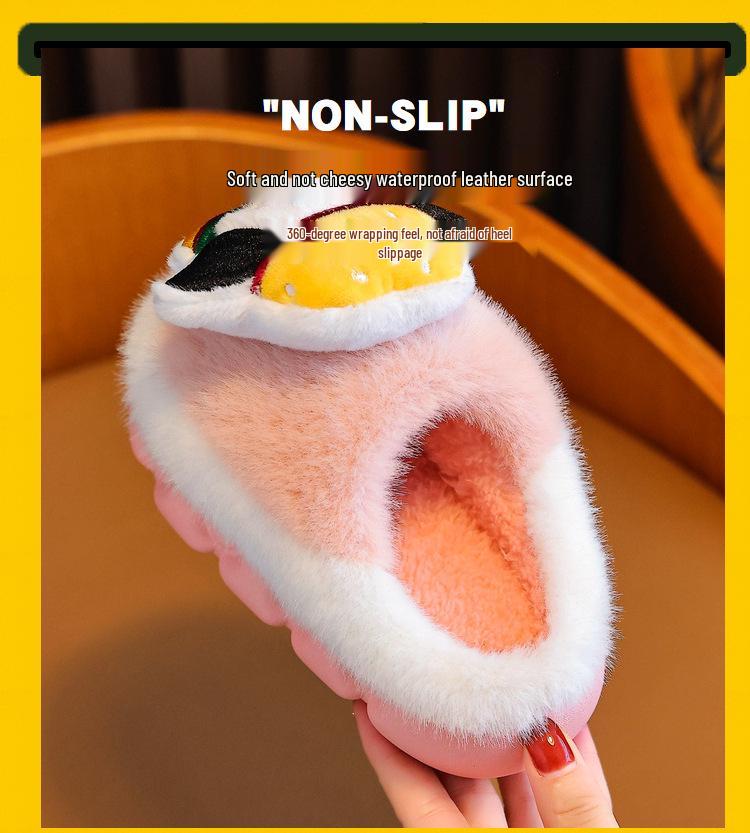 Children's Furry Cotton Slippers - Boys & Girls Half-Covered Warm Shoes for Autumn/Winter 2025